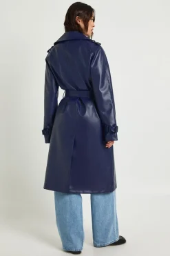 Manteau trench-coat long en synthétique