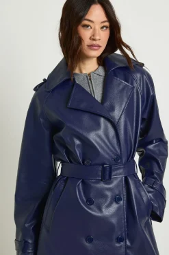 Manteau trench-coat long en synthétique