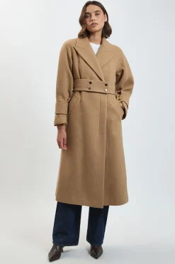KarenMillen Manteau Trench Long Ceinturé En Laine<Femme Vestes & Manteaux