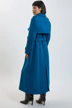 Manteau Trench Maxi Ceinturé Taillé en Mélange Laine synthétique Petite