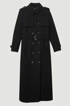 KarenMillen Manteau Trench Maxi Cintré en Mélange Laine et synthétique<Femme Tailleurs|Manteaux Et Vestes D’Automne