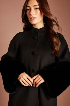 Manteau Évasé Avec Poignets En Synthétique