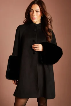 Manteau Évasé Avec Poignets En Synthétique
