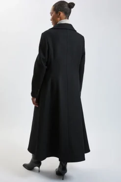 Manteau Évasé Mi-long Grande Taille En Laine Avec Jupe Structurée