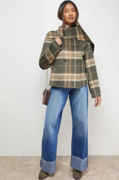 Oasis Manteau Veste Longue à Carreaux avec Détail Foulard<Femme Manteaux Et Vestes D’Automne|Vestes & Manteaux