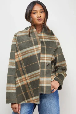 Oasis Manteau Veste Longue à Carreaux avec Détail Foulard<Femme Manteaux Et Vestes D’Automne|Vestes & Manteaux