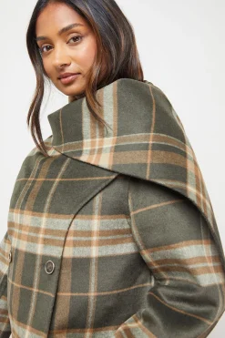 Oasis Manteau Veste Longue à Carreaux avec Détail Foulard<Femme Manteaux Et Vestes D’Automne|Vestes & Manteaux