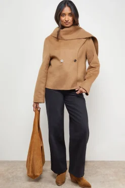 Manteau Veste Longue à Écharpe Cousue
