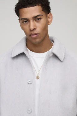 Manteau voiture brossé à coupe régulière, manches raglan et boutonnage simple
