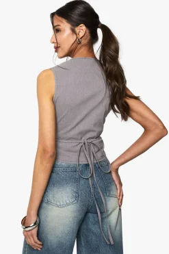 boohoo Marl Bengaline Gilet à Crochet et Oeillets<Femme Tailleurs|Tops