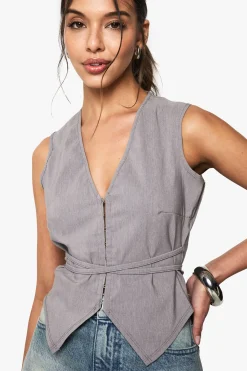 boohoo Marl Bengaline Gilet à Crochet et Oeillets<Femme Tailleurs|Tops