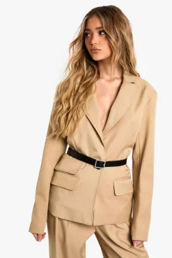 boohoo Marl Blazer Ceinturé Sur Mesure Une Seule Rangée<Femme Tailleurs|Blazers