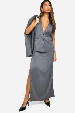boohoo Marl Plunge Front Longline Waistcoat<Femme Tailleurs|Tops