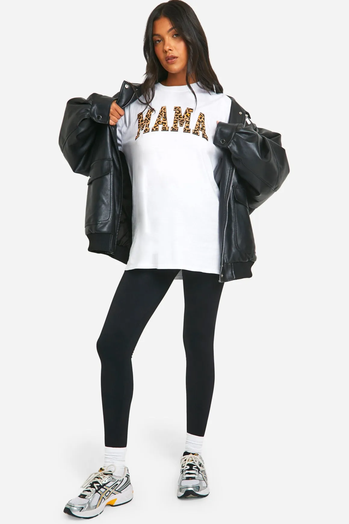 Maternité Mama T-shirt oversize à motif léopard