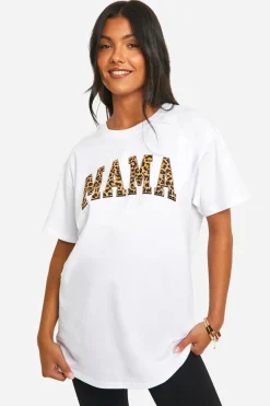 Maternité Mama T-shirt oversize à motif léopard