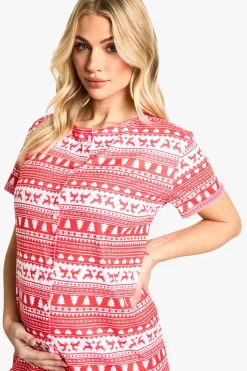 boohoo Maternité Noël Imprimé Fair Isle Ensemble de 2 nuisettes boutonnées effet pêche<Femme Pyjamas