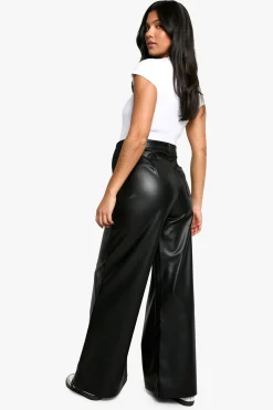 Maternité - Pantalon en synthétique à jambes larges pour ventre arrondi
