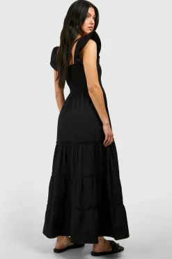 Maternité Robe Mi-Longue à Manches Volants