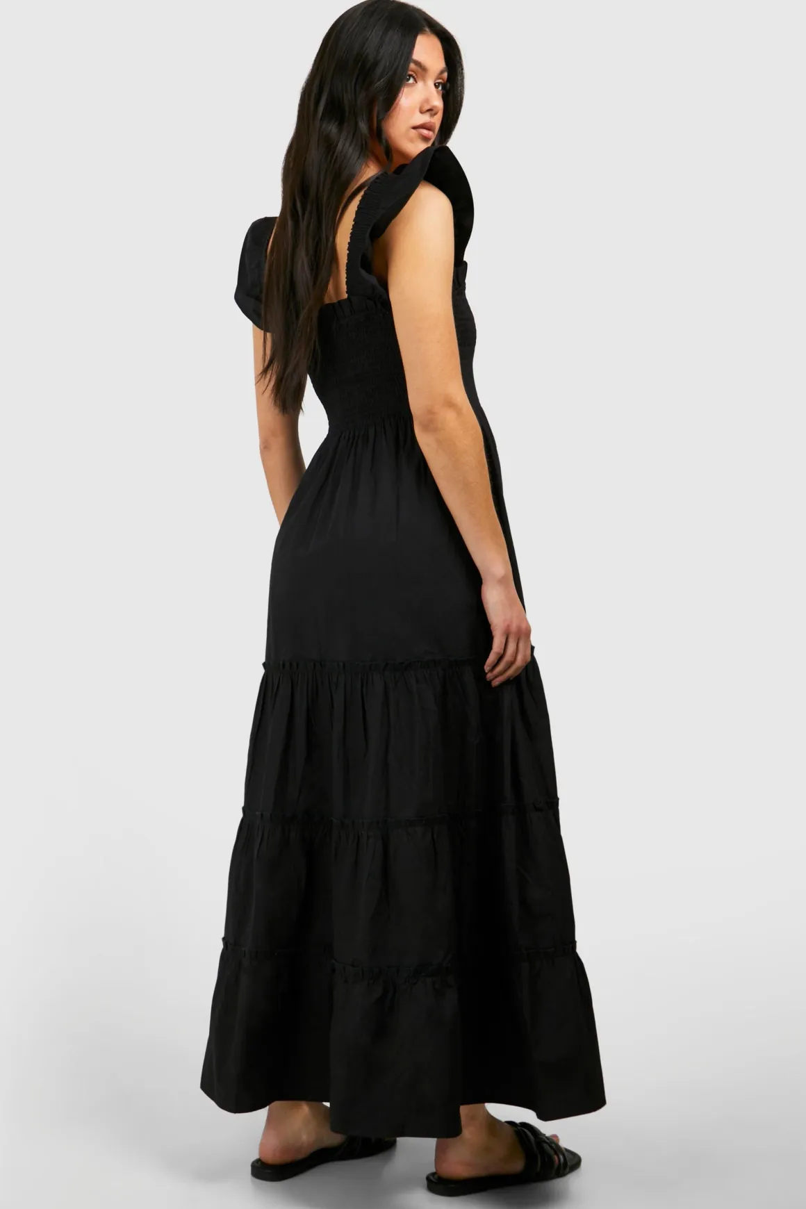 Maternité Robe Mi-Longue à Manches Volants