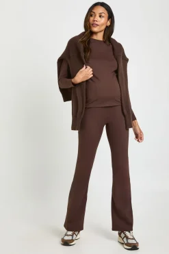boohoo Maternité Ultra-doux Modelant Soutien pour le Ventre de Grossesse Yoga Flares<Femme Pantalons|Looks Chocolat
