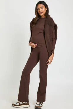 boohoo Maternité Ultra-doux Modelant Soutien pour le Ventre de Grossesse Yoga Flares<Femme Pantalons|Looks Chocolat