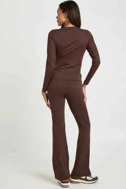 boohoo Maternité Ultra-doux Modelant Soutien pour le Ventre de Grossesse Yoga Flares<Femme Pantalons|Looks Chocolat