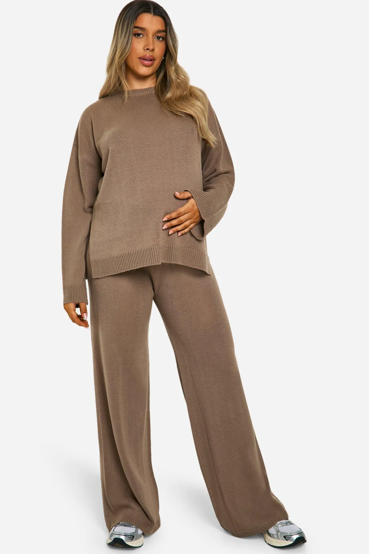 boohoo Maternity Soft Knit Jumper And Flares Knitted Co-ord<Femme Ensembles