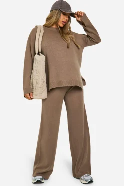 boohoo Maternity Soft Knit Jumper And Flares Knitted Co-ord<Femme Ensembles