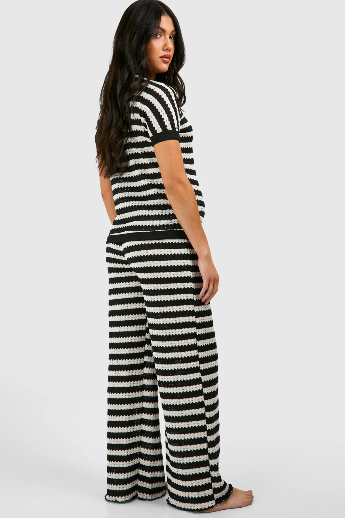boohoo Maternity Stripe Crochet Beachwear Set<Femme Pulls Et Gilets|Toutes Les Mailles