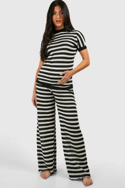 boohoo Maternity Stripe Crochet Beachwear Set<Femme Pulls Et Gilets|Toutes Les Mailles
