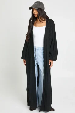 Maxi Cardigan Long En Maille Côtelée Mixte Douce Et Tricotée