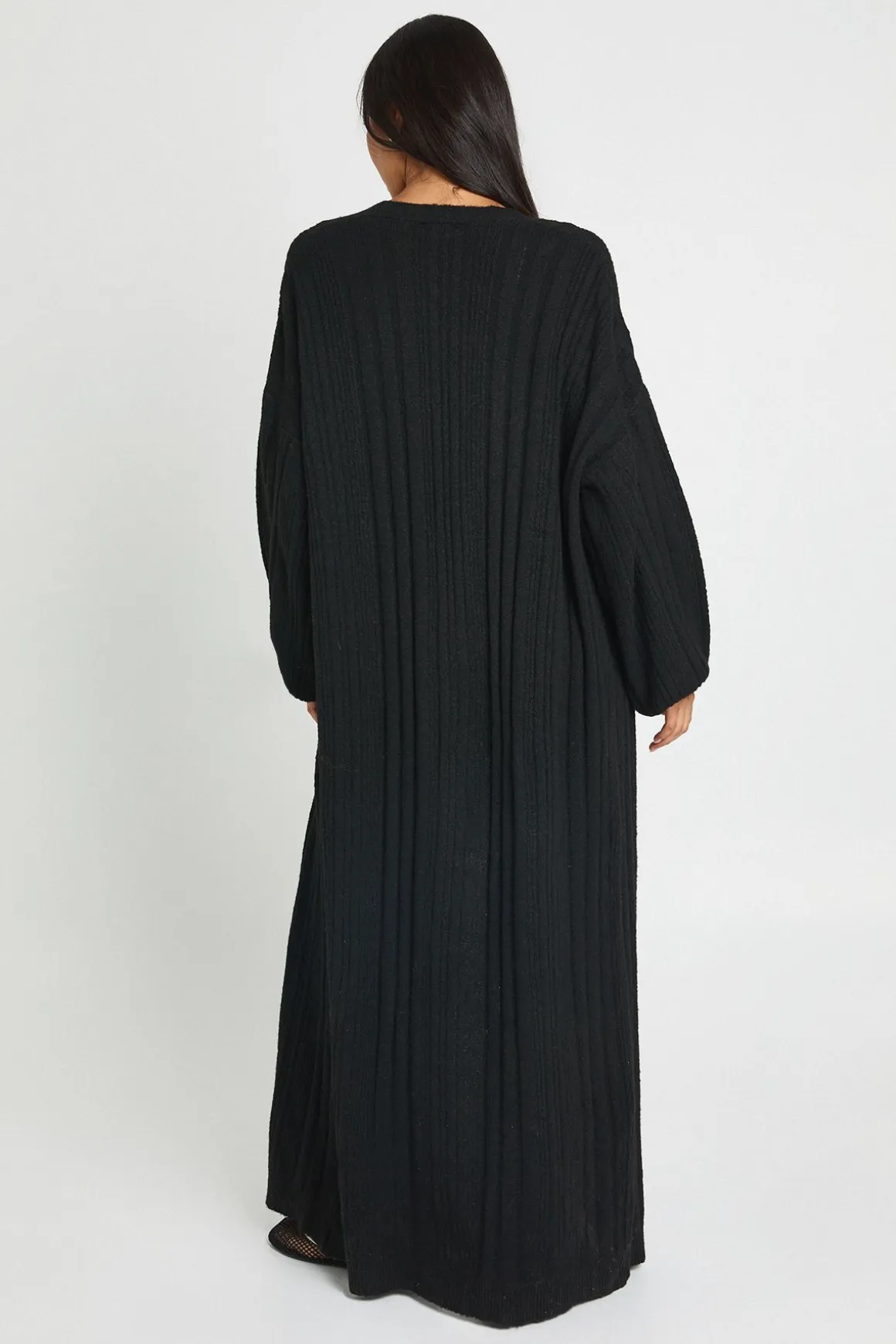 Maxi Cardigan Long En Maille Côtelée Mixte Douce Et Tricotée
