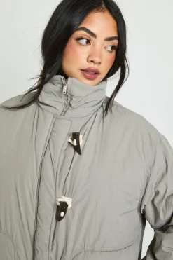 boohoo Maxi doudoune avec boutons-pression<Femme Doudounes|Vestes & Manteaux