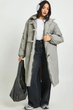 boohoo Maxi doudoune avec boutons-pression<Femme Doudounes|Vestes & Manteaux