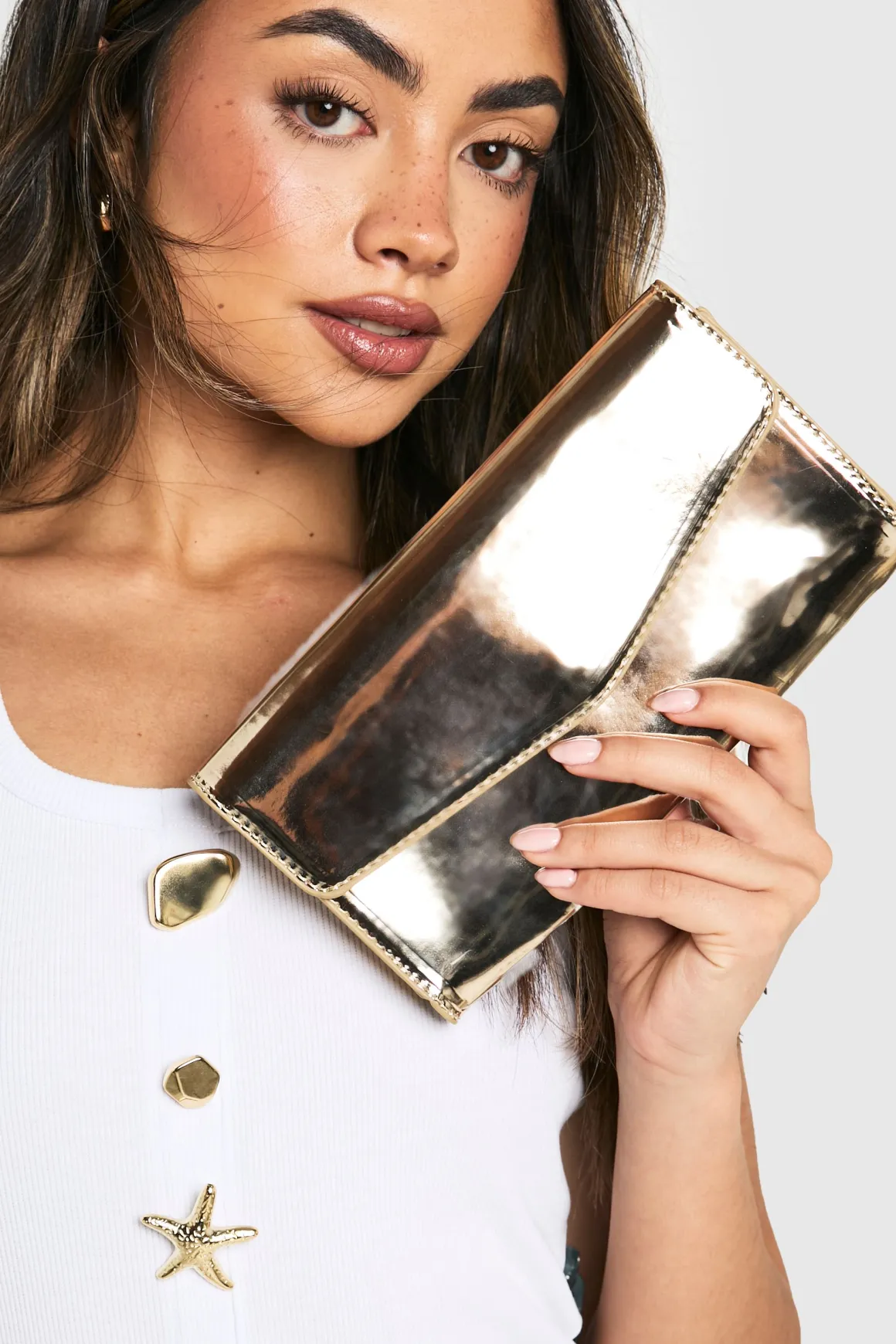 Metallic Fold Over Clutch Bag devient Pochette métallique à rabat
