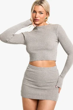 boohoo Metallic Mix Haut à col montant en maille côtelée<Femme Pulls Et Gilets|Toutes Les Mailles