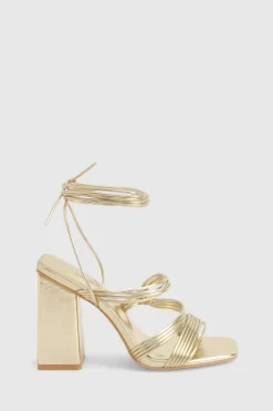 boohoo Metallic Multi Strap Tie Leg Block Heels< Chaussures Festives|Chaussures À Talons