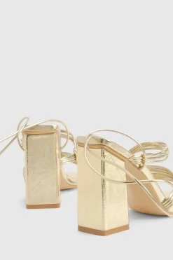 boohoo Metallic Multi Strap Tie Leg Block Heels< Chaussures Festives|Chaussures À Talons