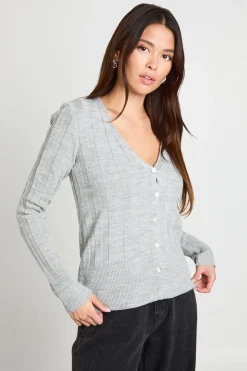 Metallic Silver Thick Rib Knitted Cardigan