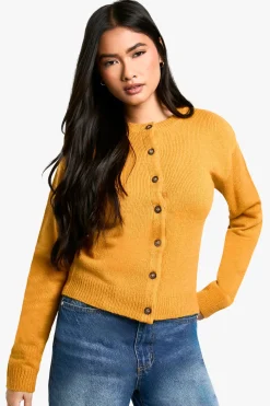 Micro-Cardigan à encolure ras-du-cou en maille fine