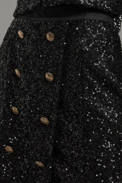 KarenMillen Mini-jupe Ajustée Portefeuille à Paillettes Tall<Femme Tailleurs|Jupes