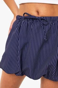 Mini-jupe bouffante tissée à fines rayures