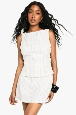 boohoo Mini-jupe cintrée à rayures fines<Femme Tailleurs|Jupes