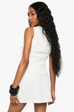 boohoo Mini-jupe cintrée à rayures fines<Femme Tailleurs|Jupes