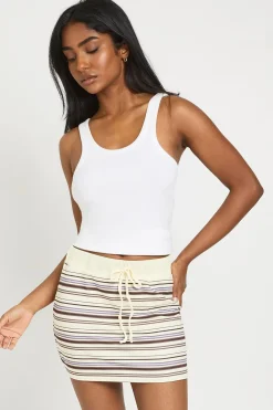 boohoo Mini-jupe Côtelée À Rayures Avec Ceinture Élastique<Femme Jupes|Jupes