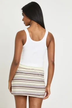 boohoo Mini-jupe Côtelée À Rayures Avec Ceinture Élastique<Femme Jupes|Jupes