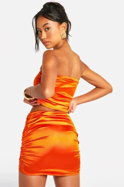 boohoo Mini jupe disco à fronces<Femme Jupes|Jupes