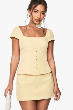 boohoo Mini Jupe à Détail de Bouton Latéral<Femme Jupes|Jupes