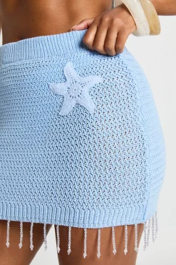 Mini-jupe En Crochet À Ourlet Perlé Orné D'étoile De Mer