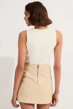 Mini-Jupe en Cuir Signature
